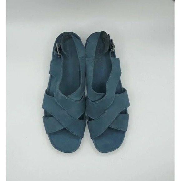 G.H. Bass Sandals Womens Azalea 9 Navy Blue Leather Suede Strappy Comfort Shoes - Picture 3 of 12